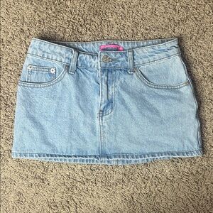 Edikted Chiara Light Blue Denim Mini Skirt